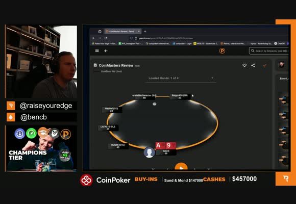 bencb reviews 4 hands from his CoinMasters win