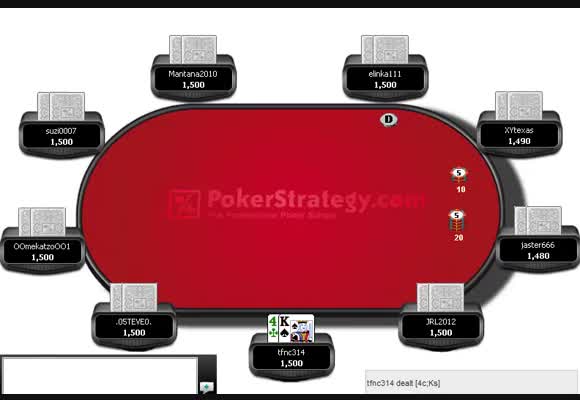 Postflop play with a short stack in a 180 man MTSnG
