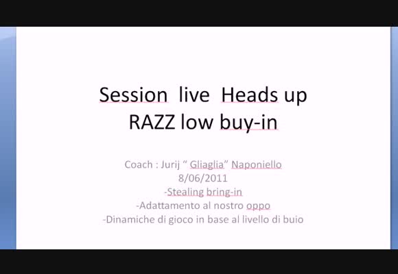 Sessione live Heads up RAZZ low buy-in