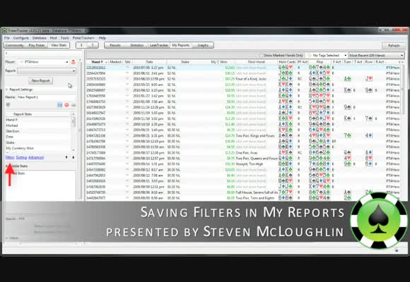 Guide to Pokertracker 4: My Reports with Saved Filters