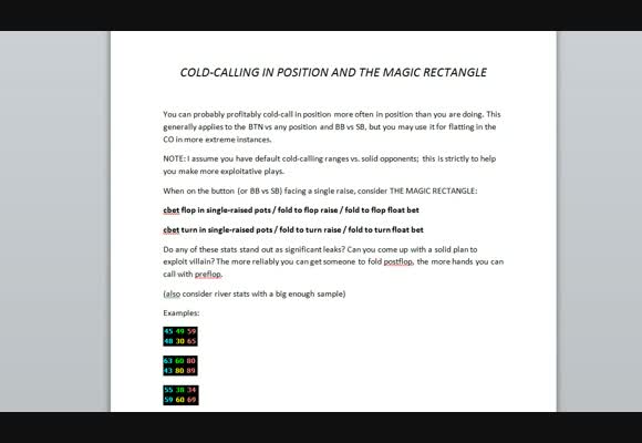 Cold Calling In Position - The Magic Rectangle