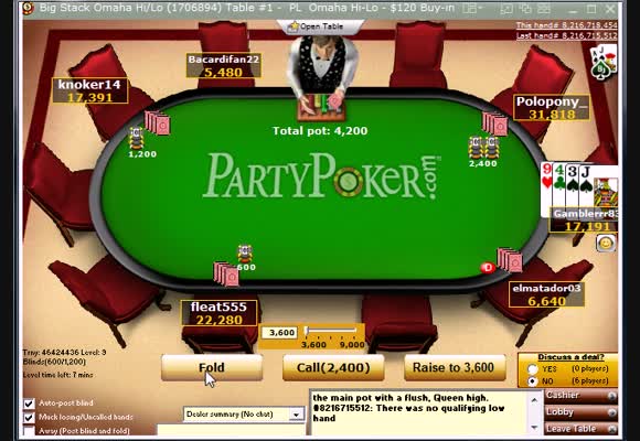 PLO $120 Hi-Lo Final Table Session Review