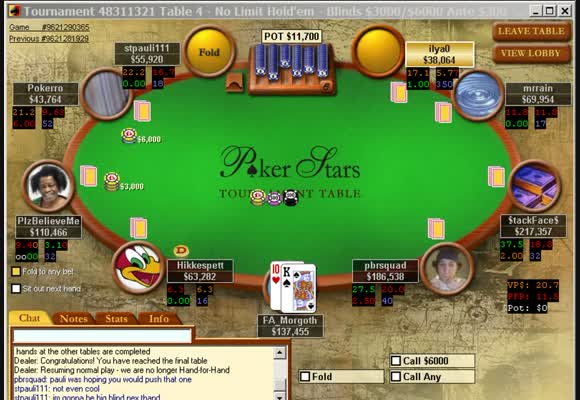 MTT $109 Rebuy - Final Table